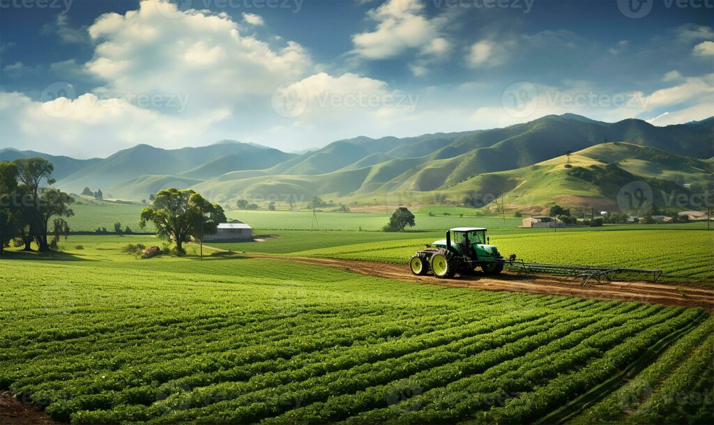 sprawling-agricultural-farm-featuring-fields-of-crops-ai-generated-photo